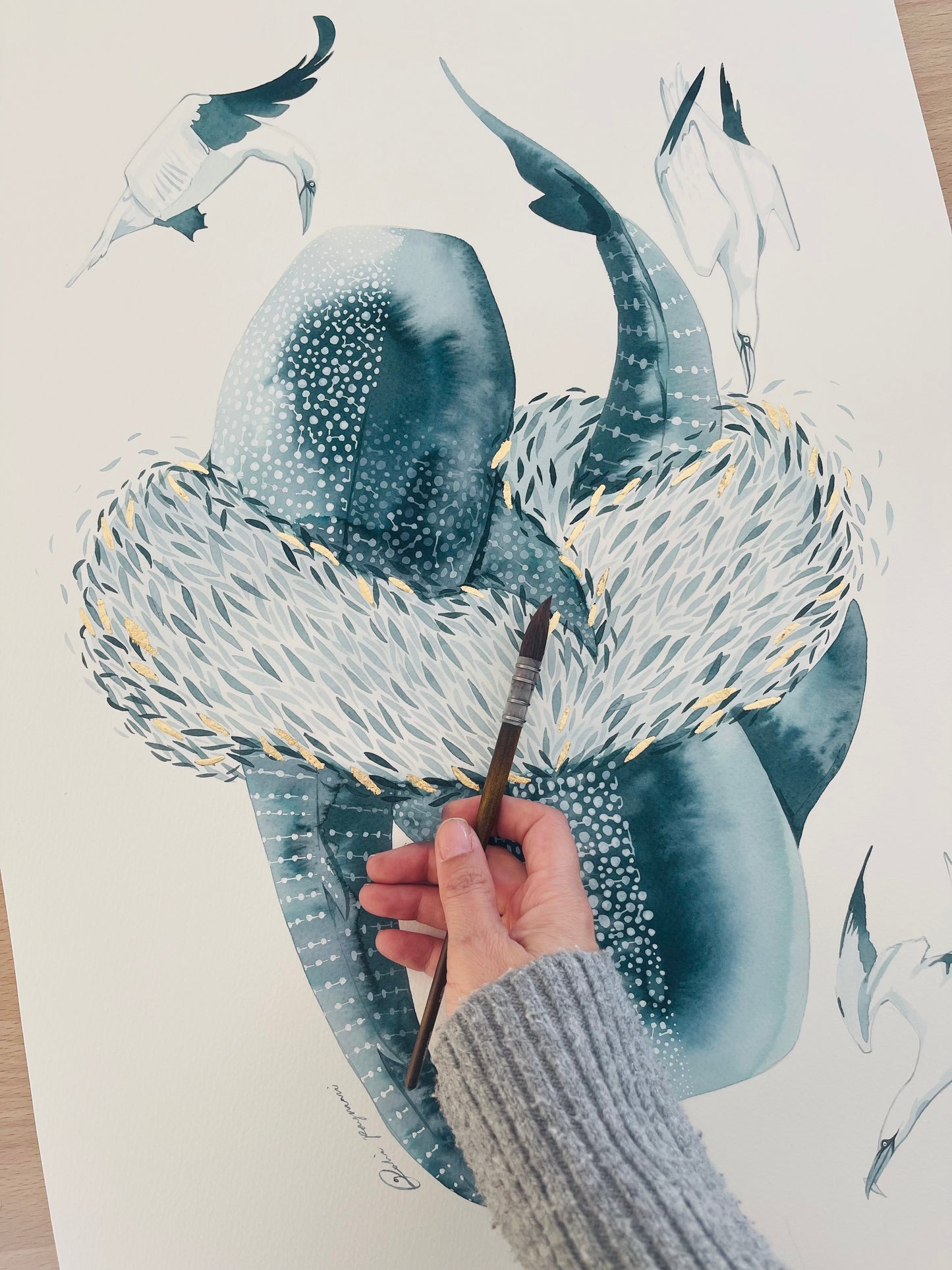 Oceans harmony original watercolour illustration