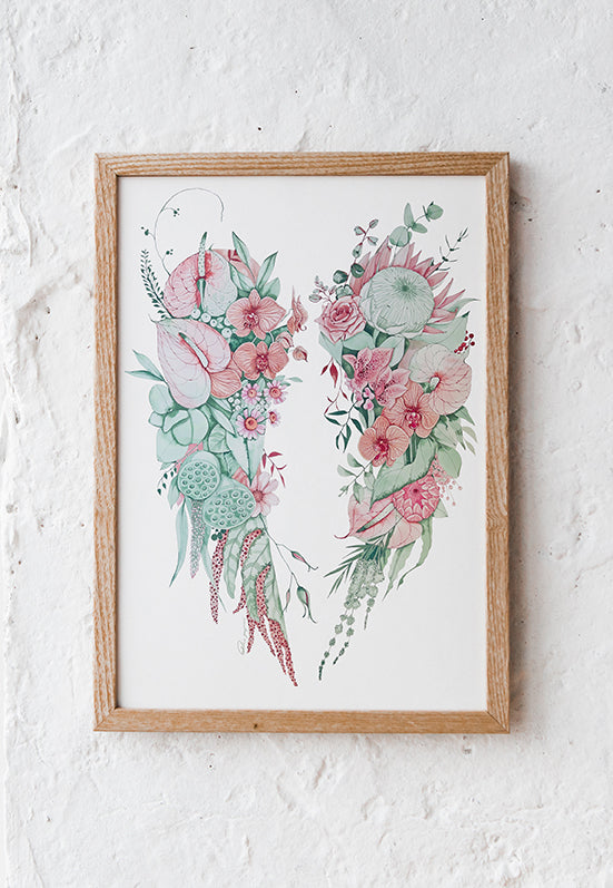 Angel wings original watercolour illustration