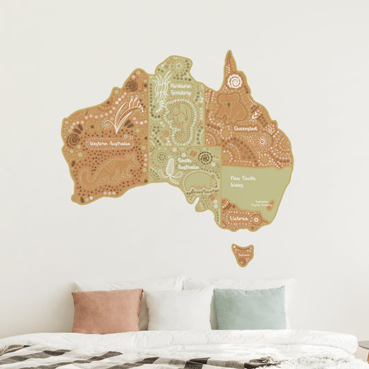 Map of Australia removable and reusable wall decal