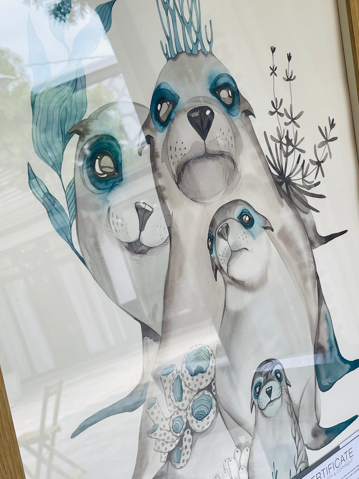 Seal family original ink illustration