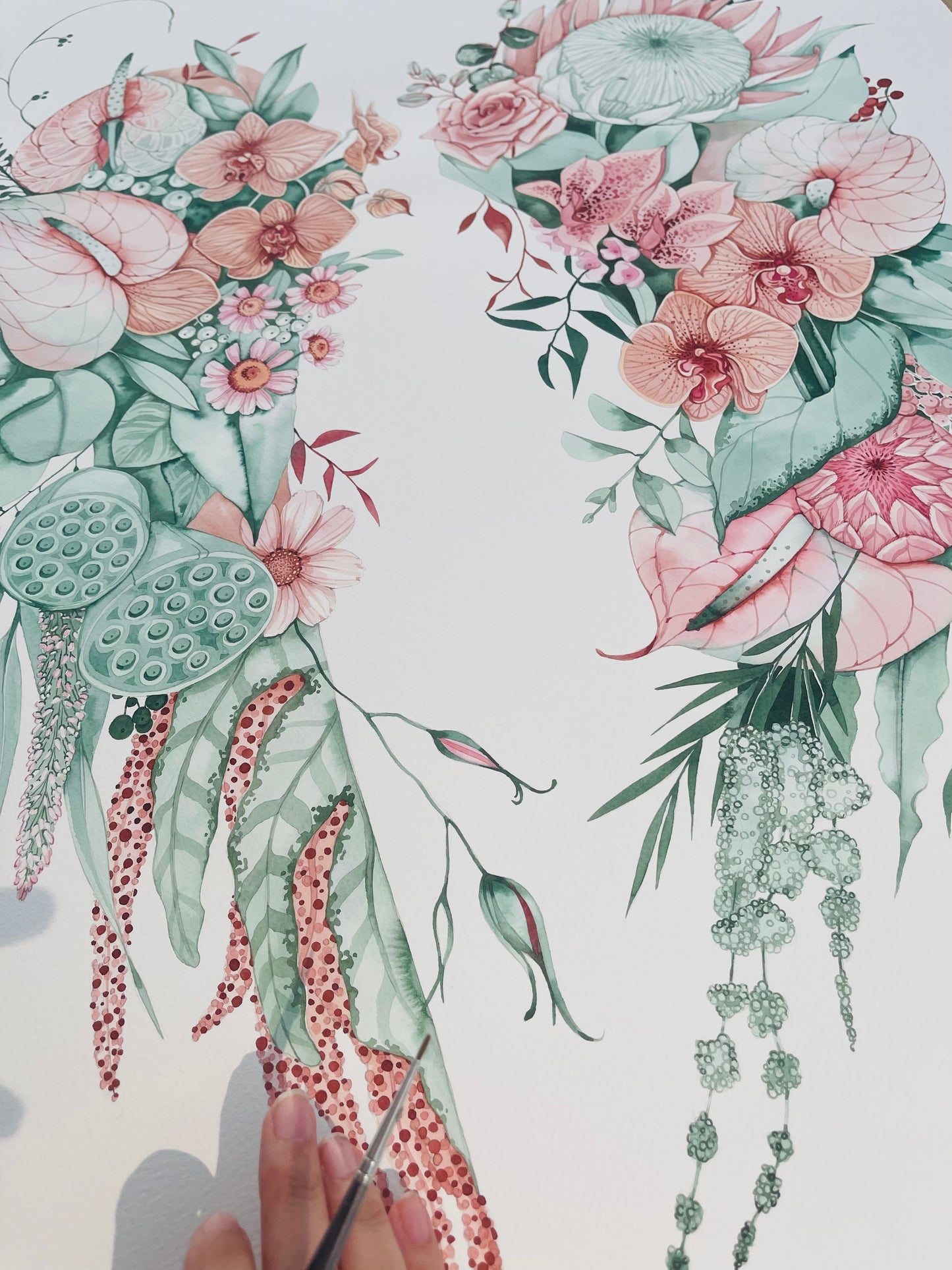 Angel wings original watercolour illustration