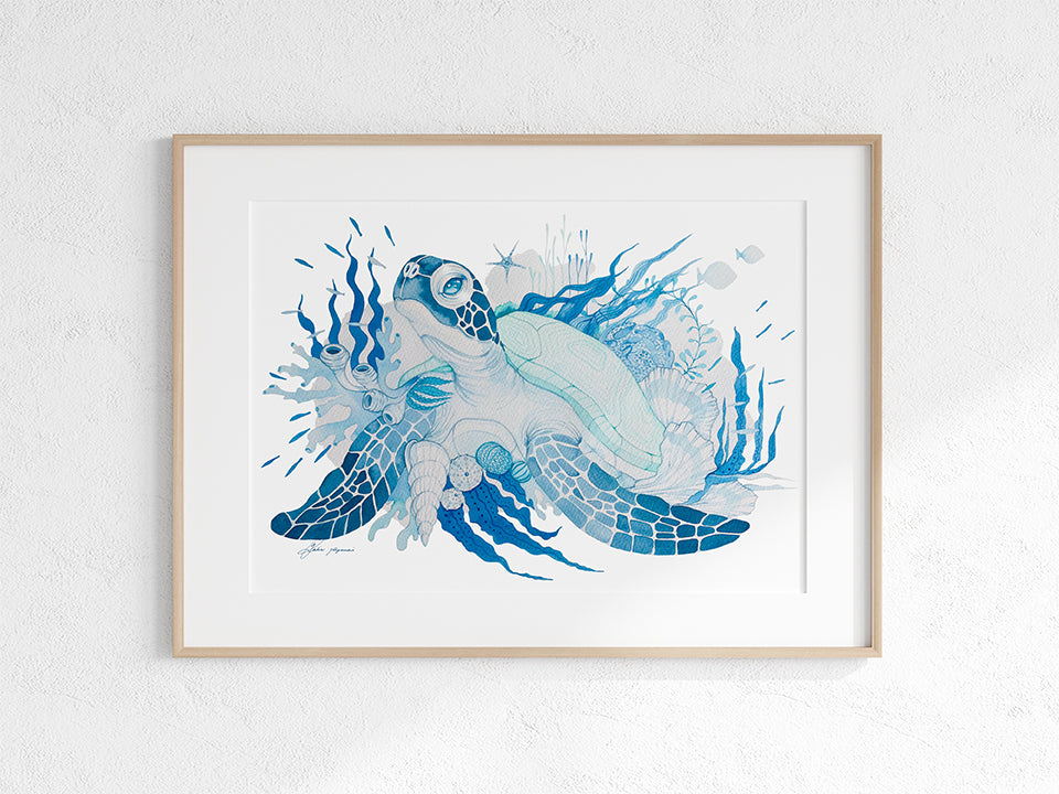 Baby turtle watercolour illustration print