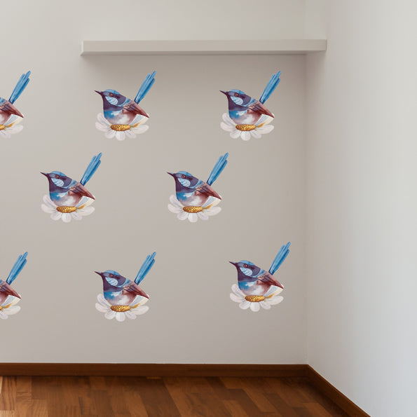 Bluewren wall fabric decal