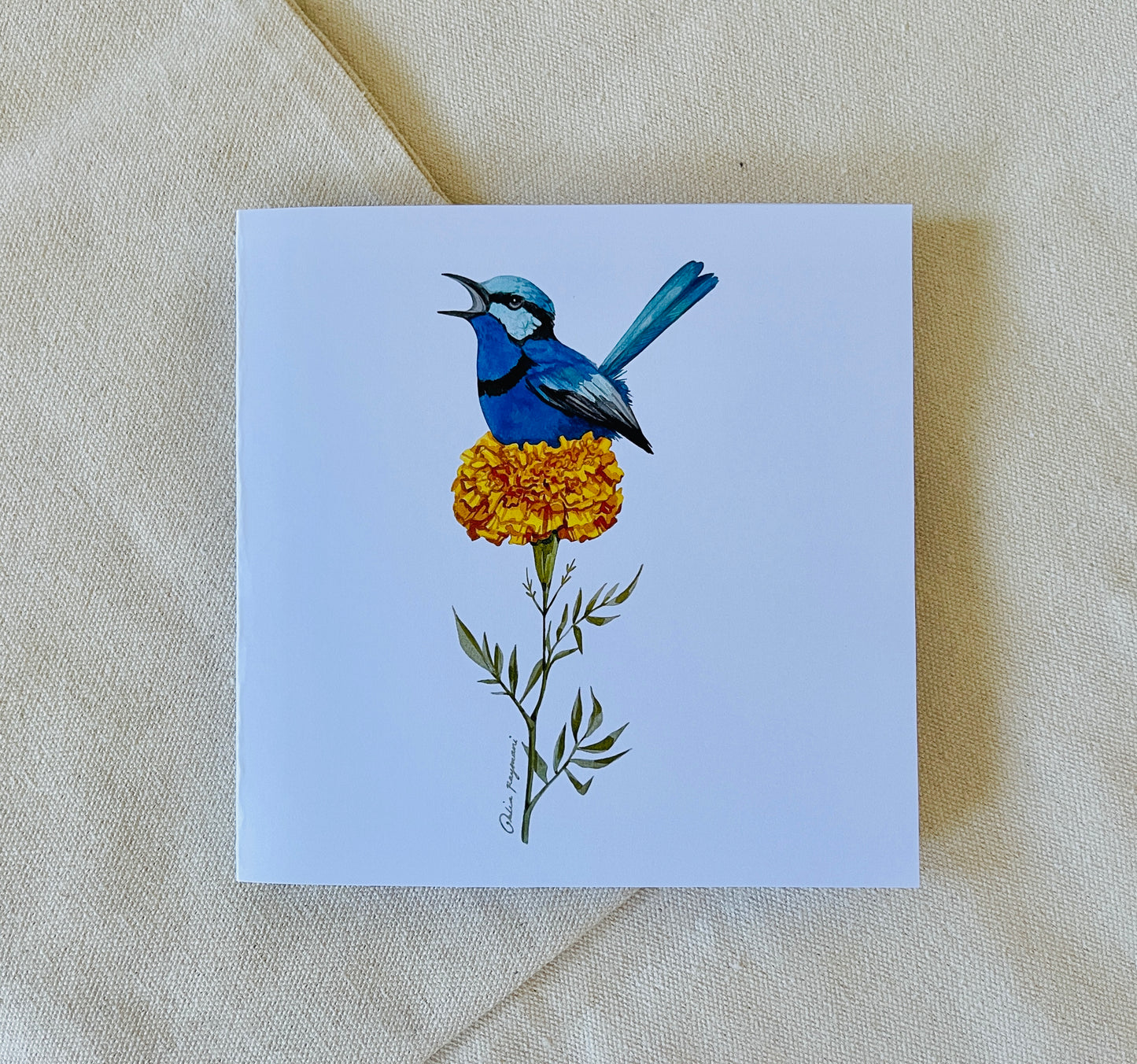 Bluewren and flower card