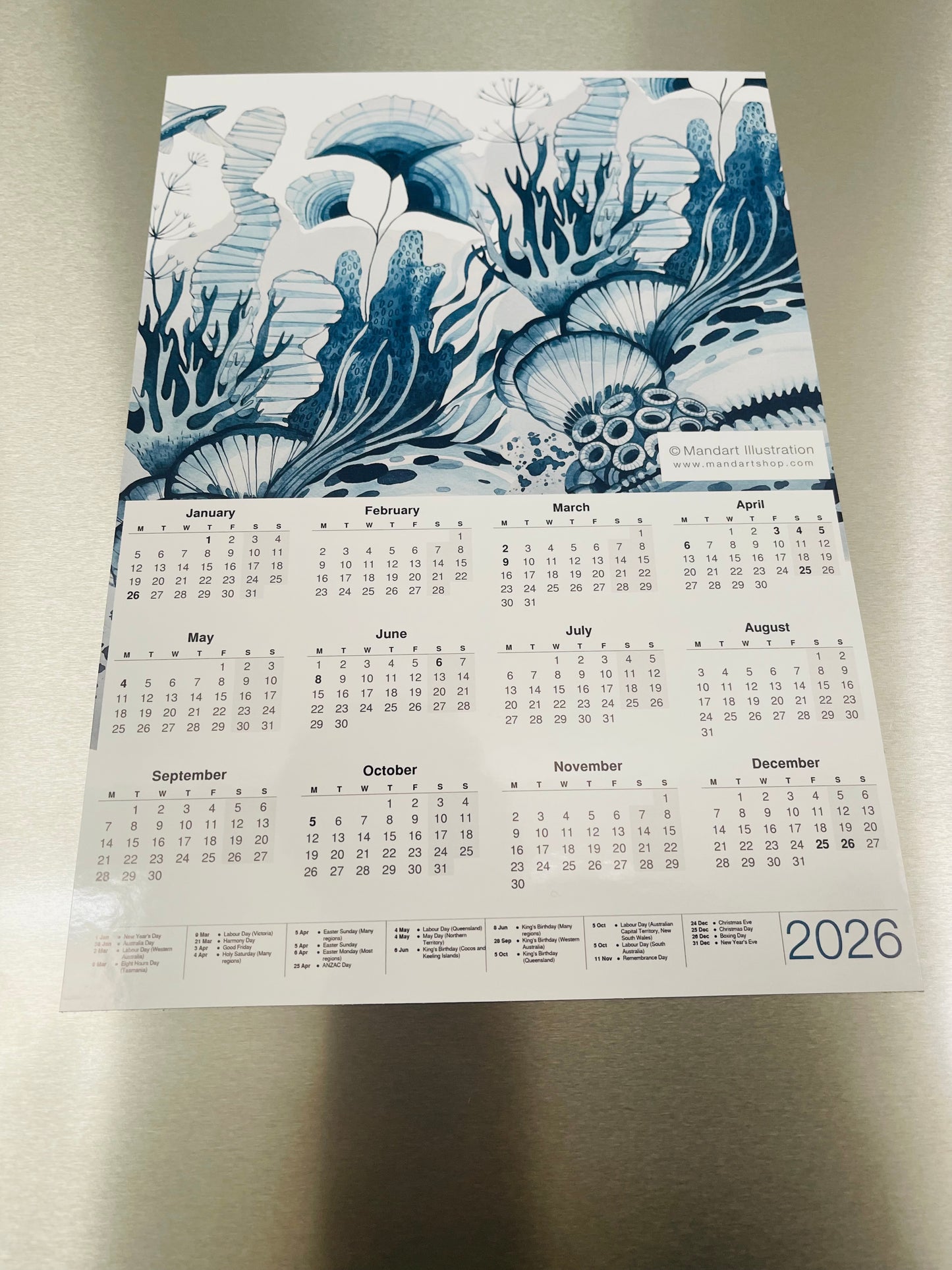 Mandart magnetic calendar 2026