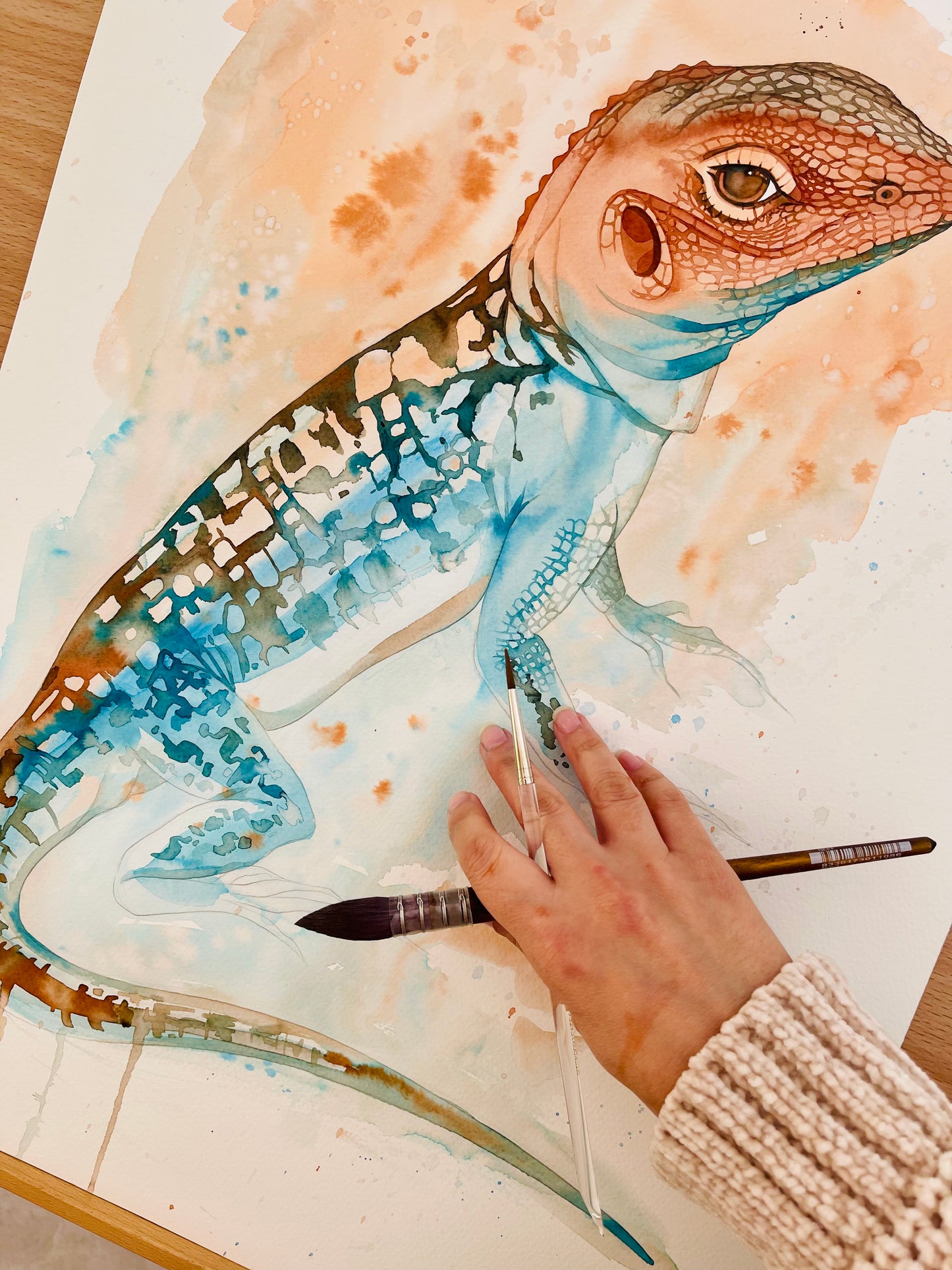 Jeffery painted dragon original watercolour illustration