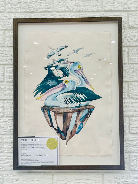 Pelicans island original illustration