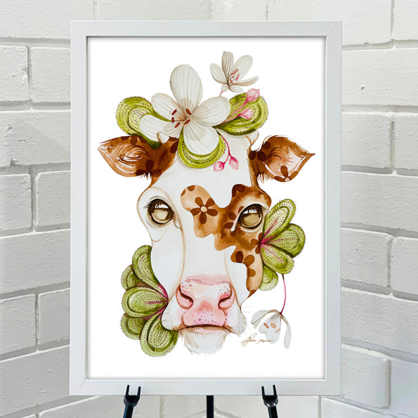 Farm cow watercolour print
