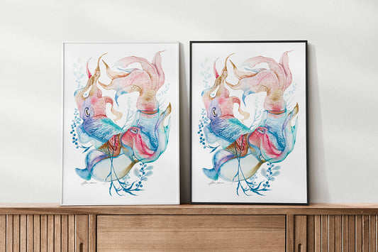 Giant cuttlefish watercolour print