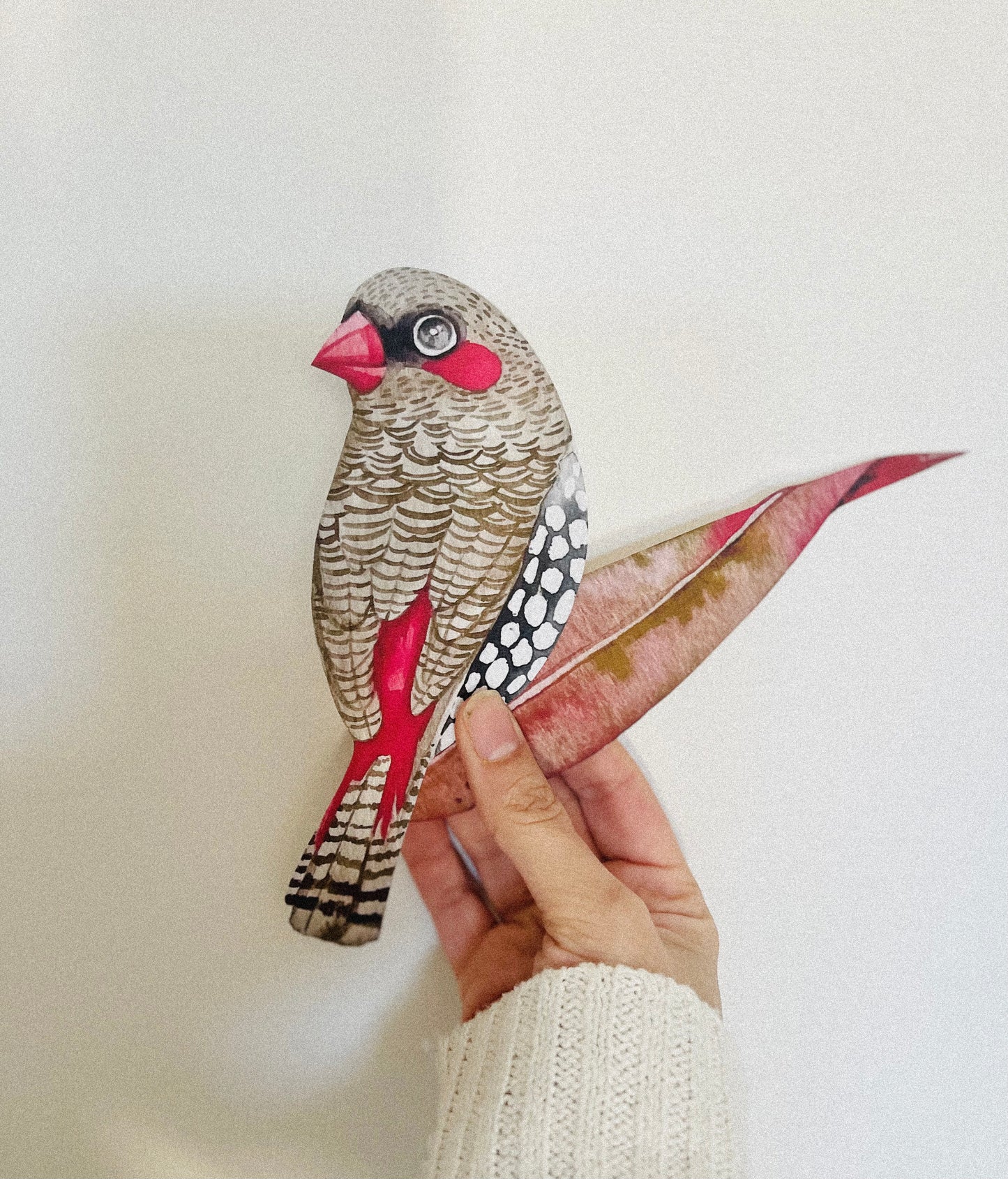 Firetail finch fabric removable and reusable wall decal