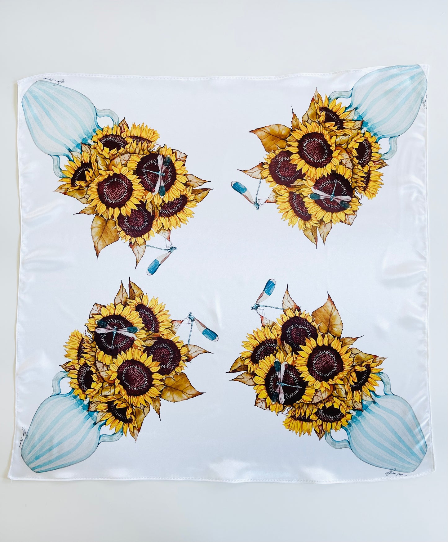 Mandart sunflowers & dragonflies bandana