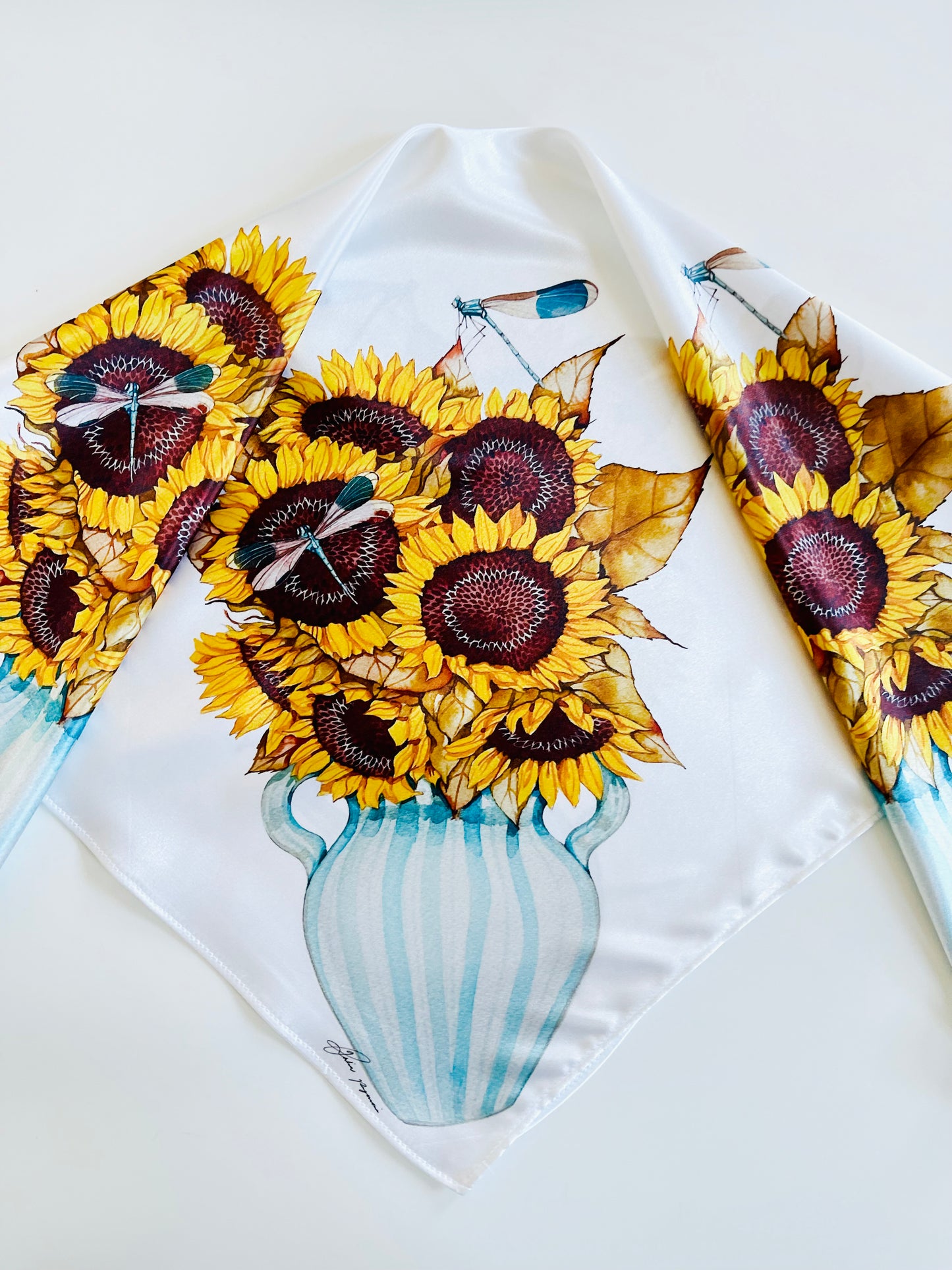 Mandart sunflowers & dragonflies bandana