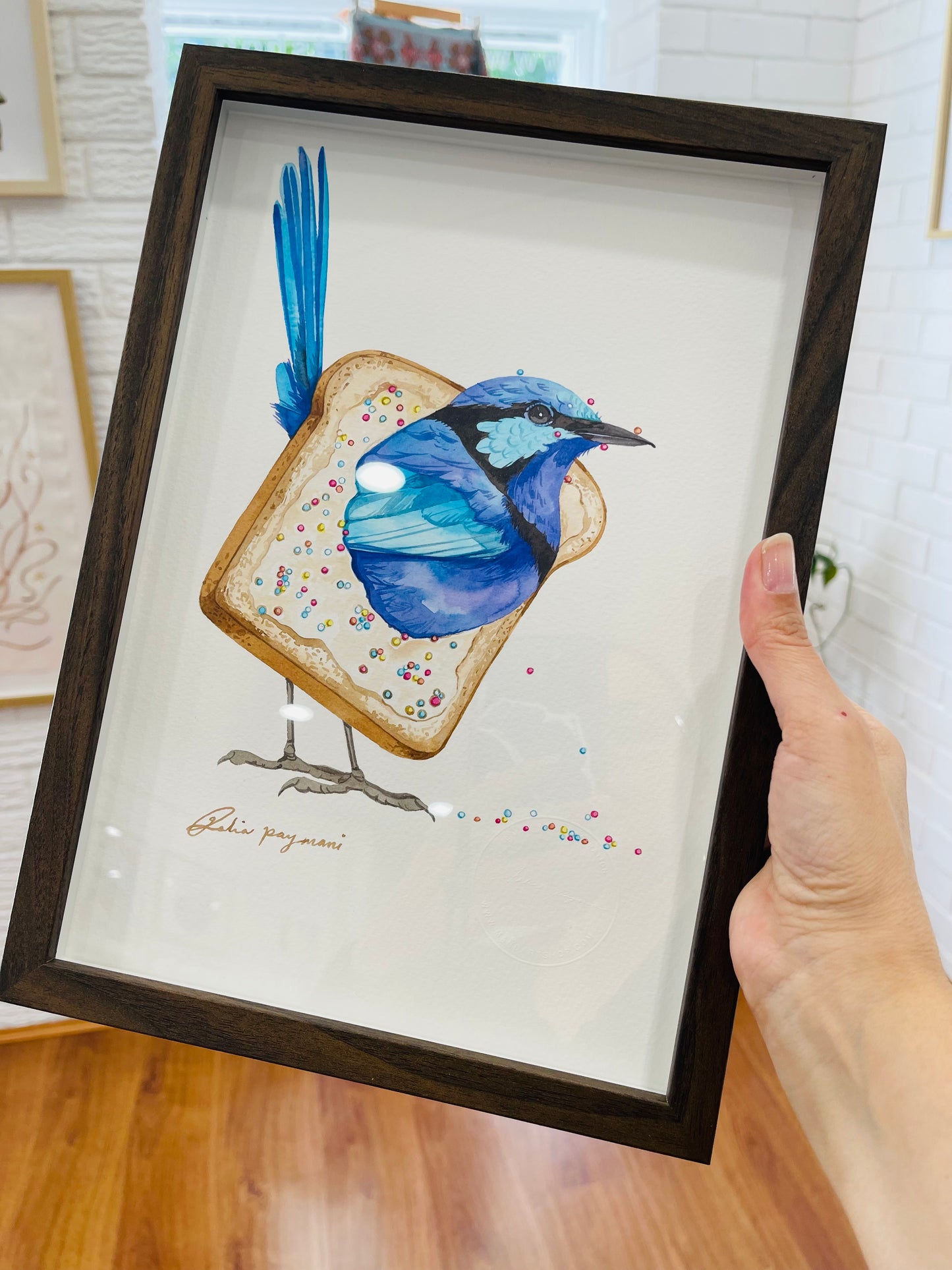 Fairy bread wren watercolour illustration