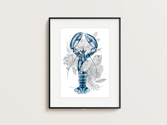 Dancing with lobster watercolour print