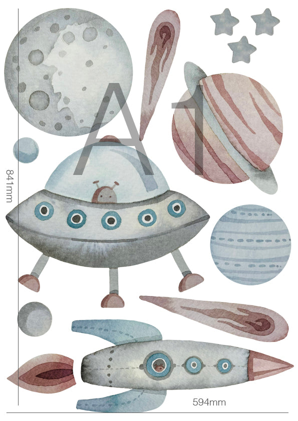 Space fabric removable and reusable wall decal