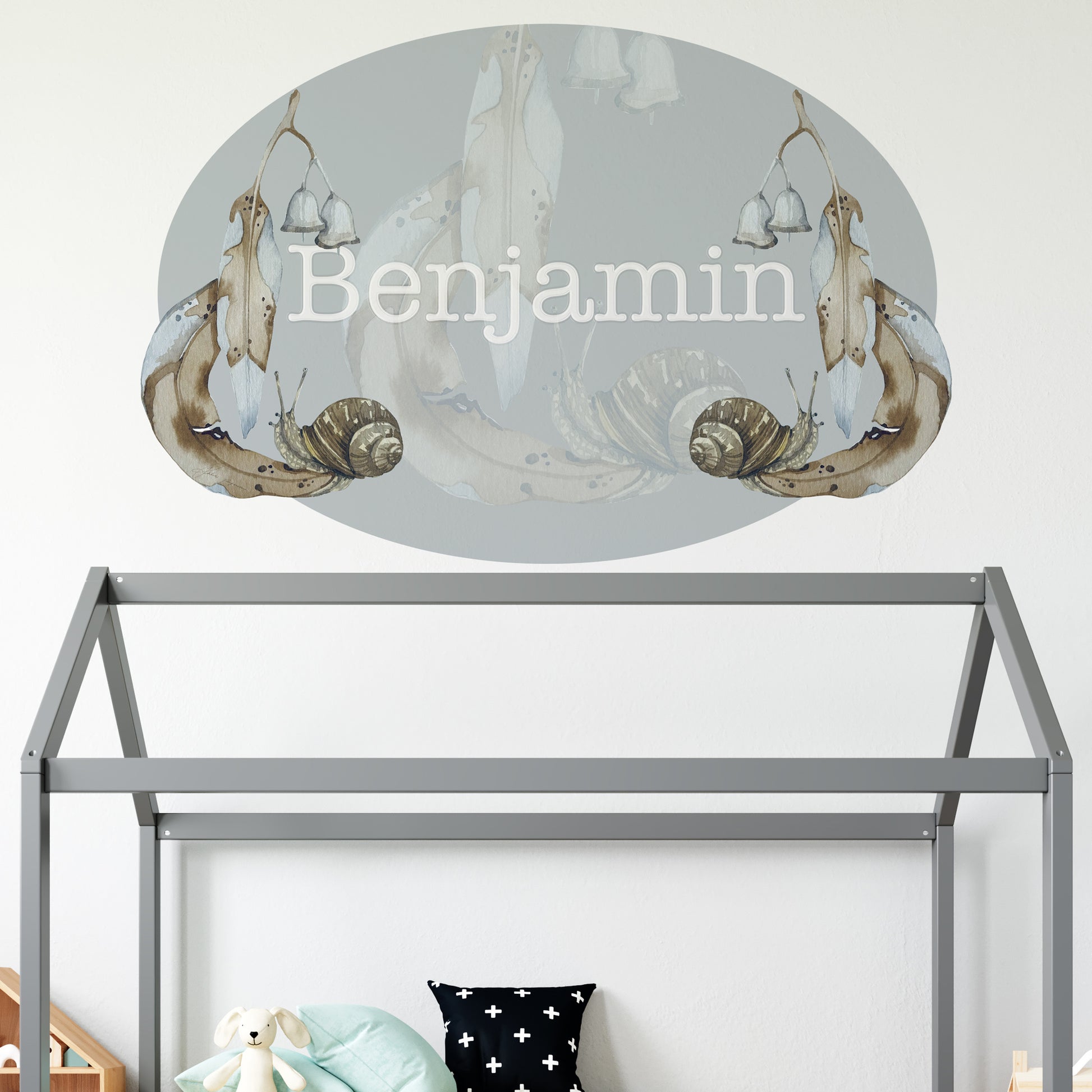 Watercolour name portrait removable and reusable wall decals Mandart