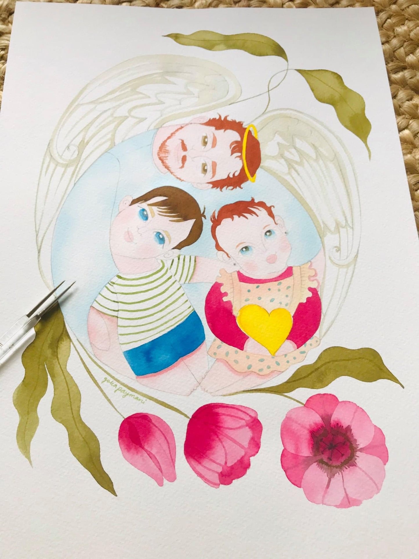 Family portrait watercolour illustration