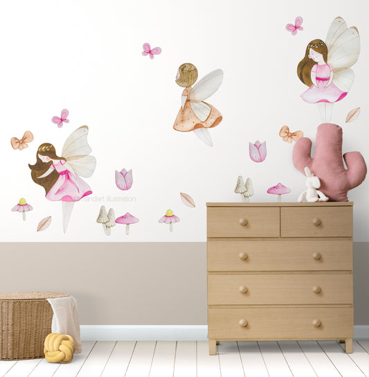 Pink fairies wall decal