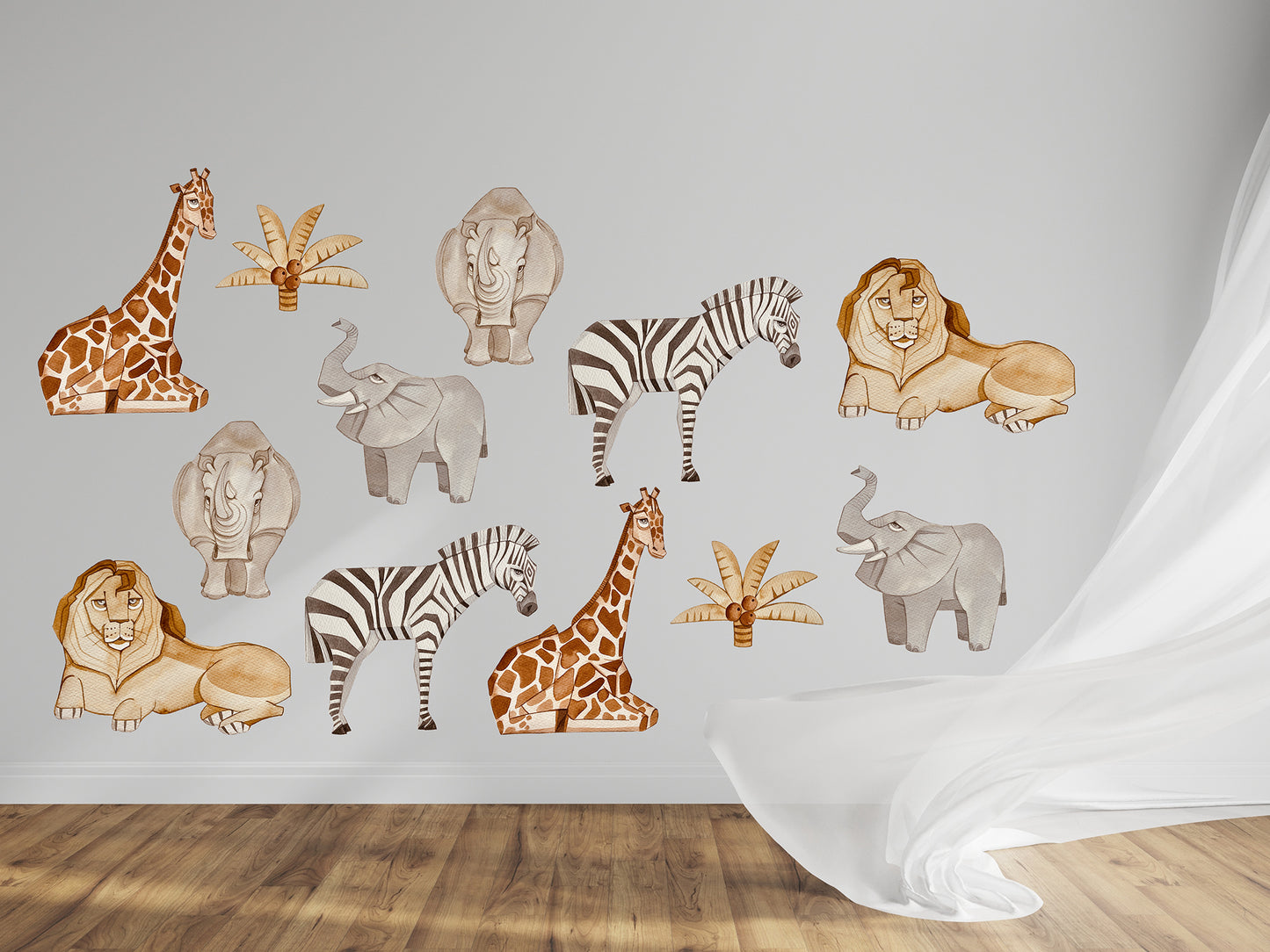 Safari animals removable wall decal