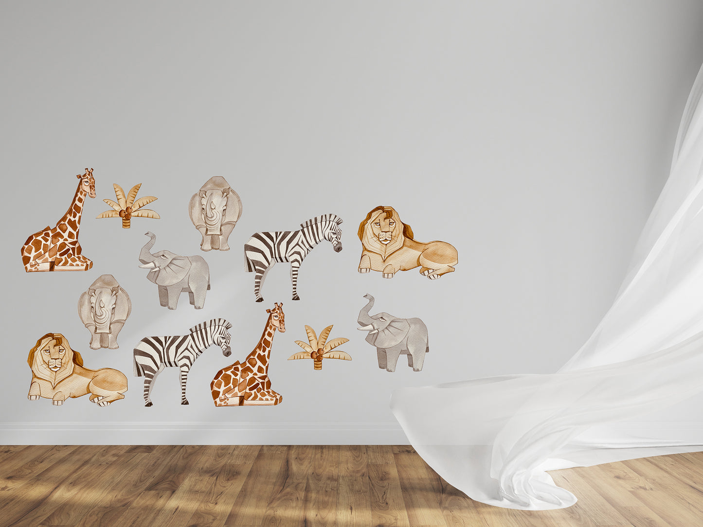 Safari animals removable wall decal