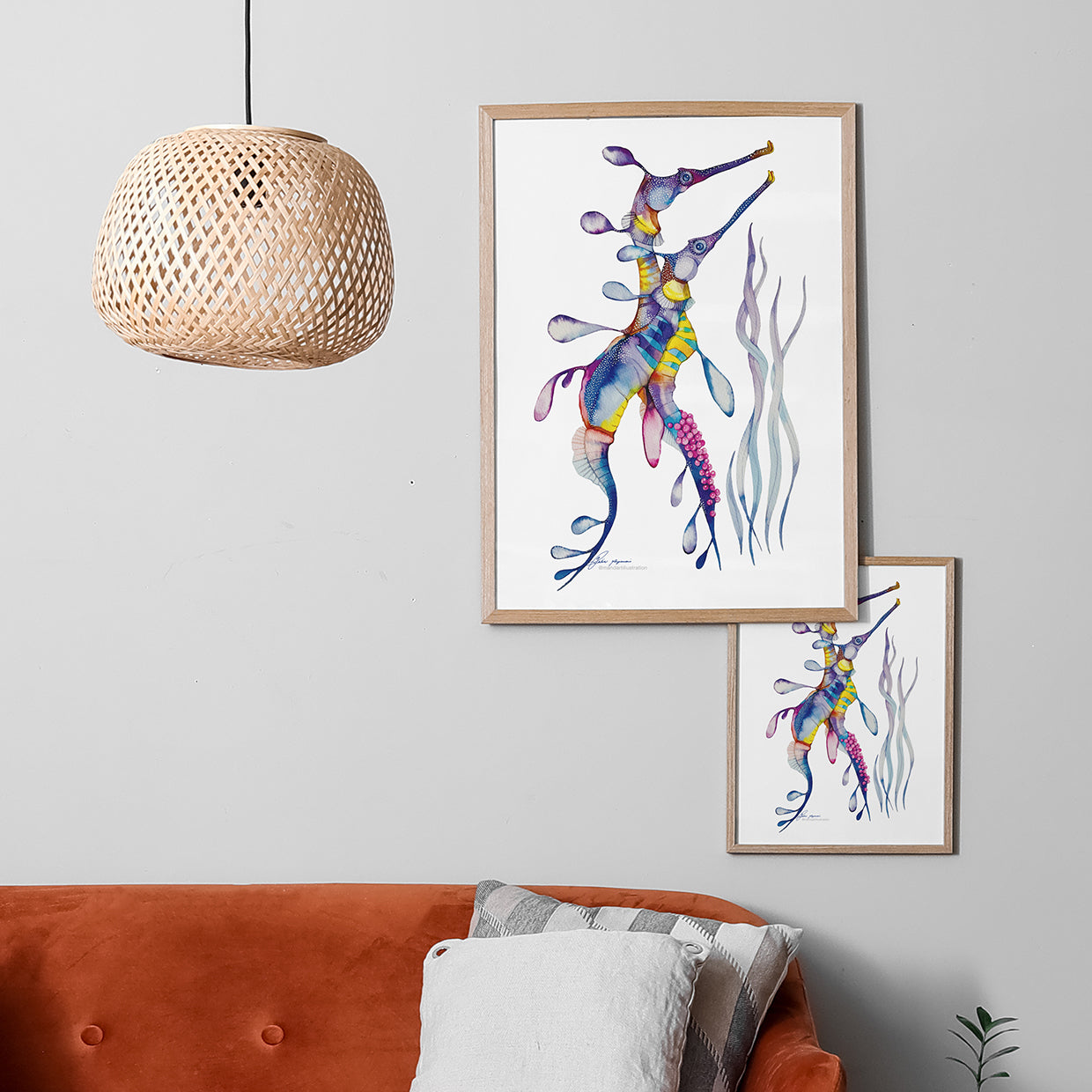 Weedy sea dragons watercolour print