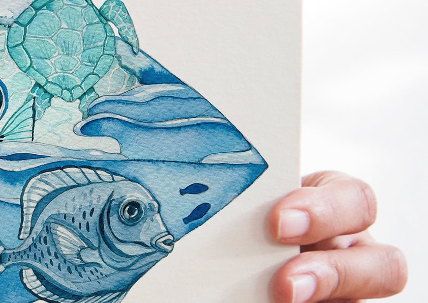 Surfboard watercolour print