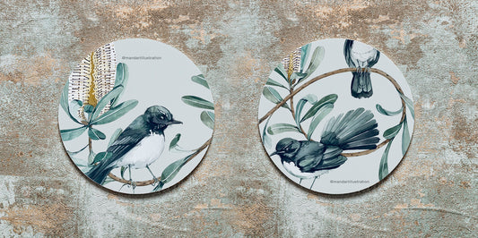 Willie wagtails coasters