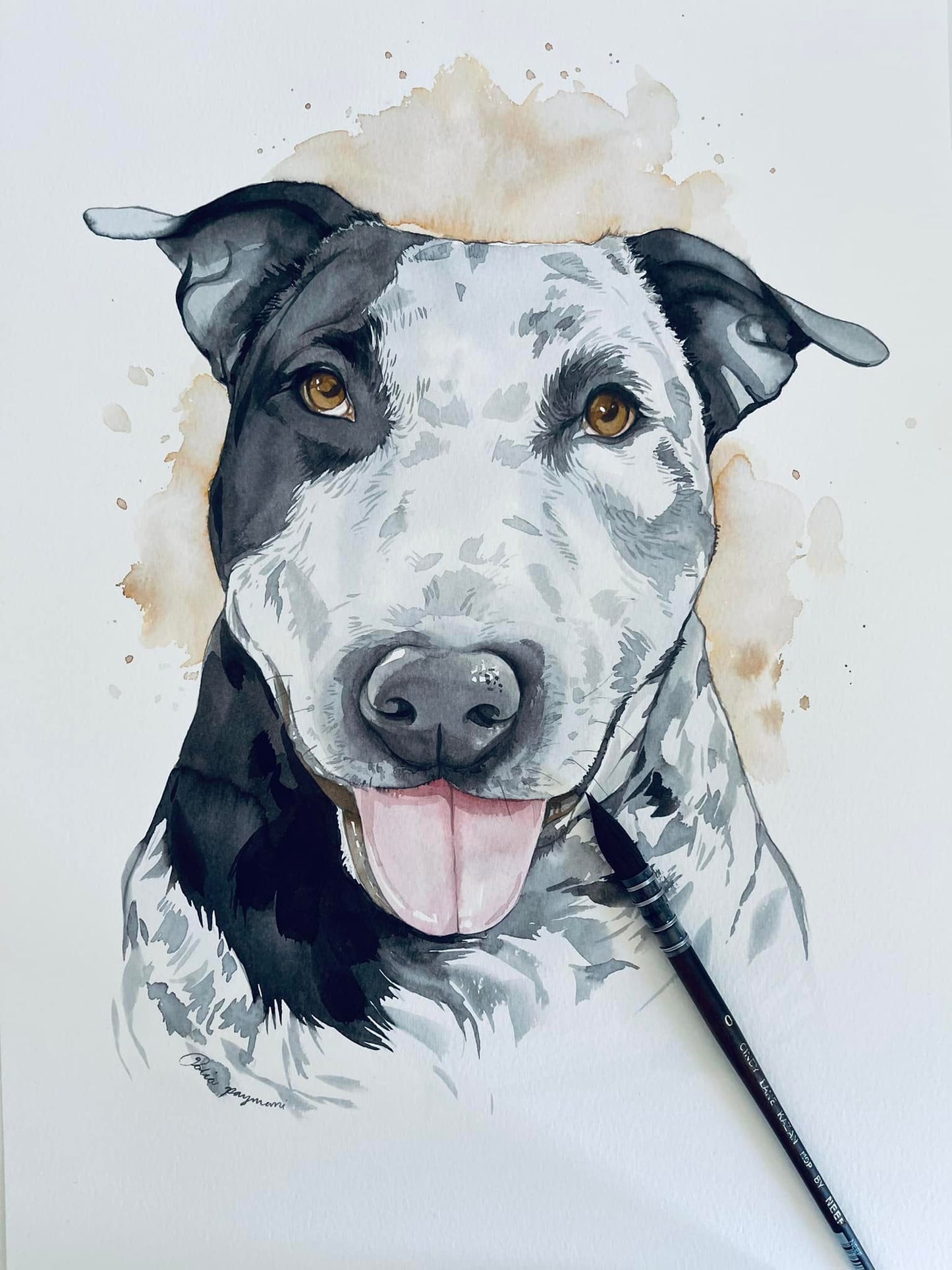 Pet portrait watercolour commission