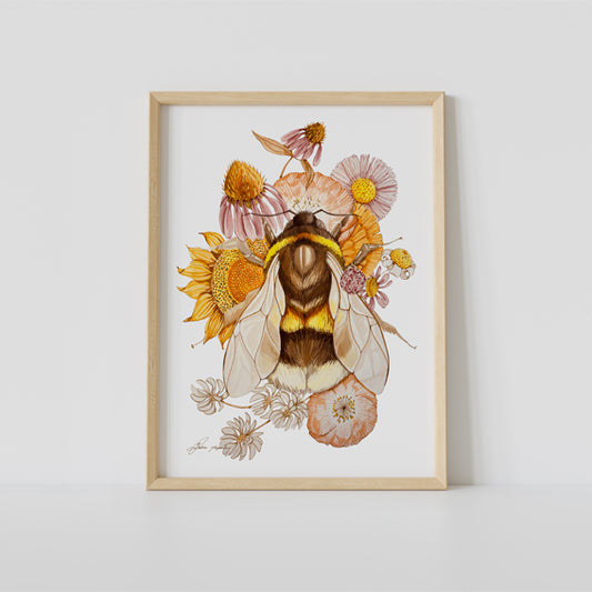 Bumblebee watercolour print