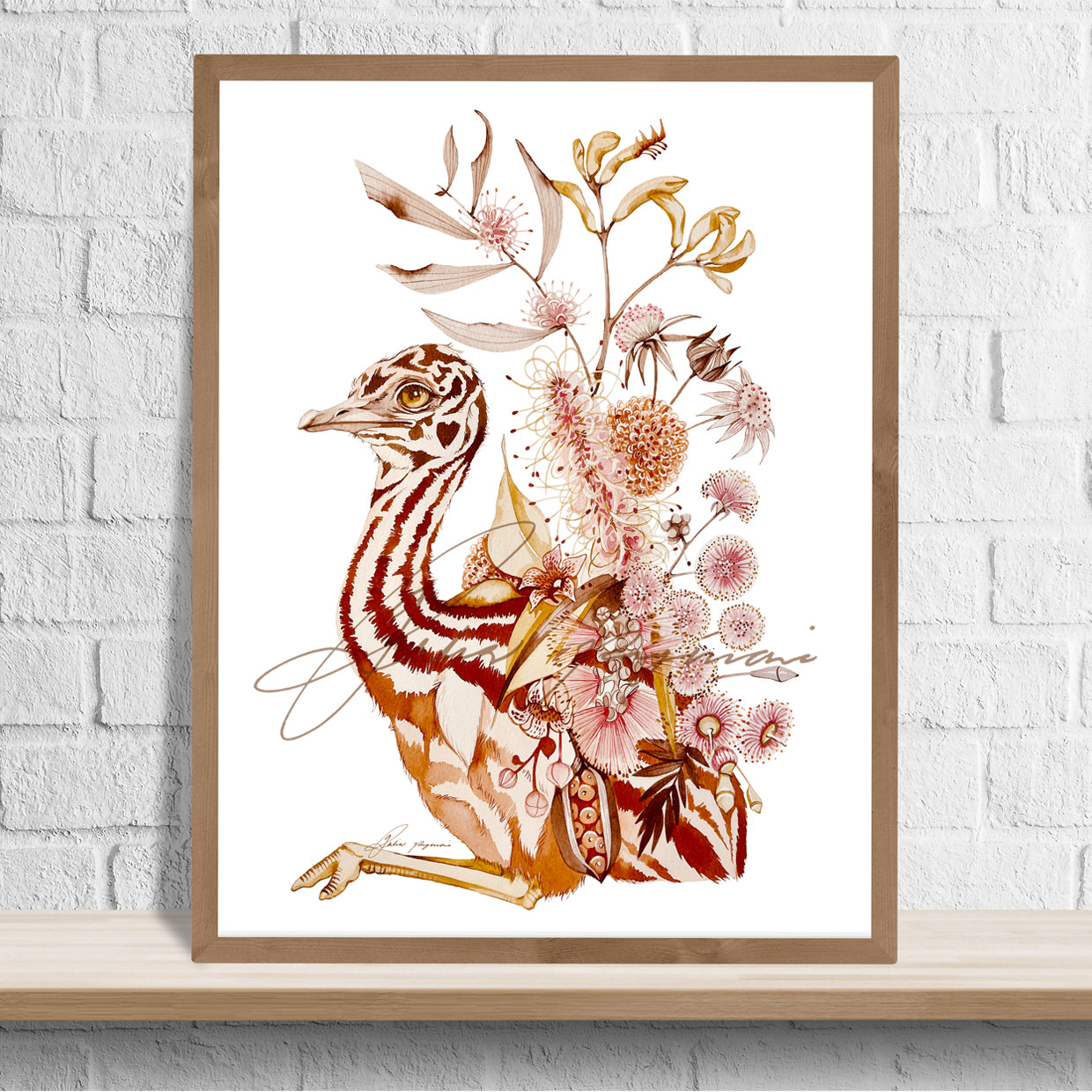 Baby emu watercolour print