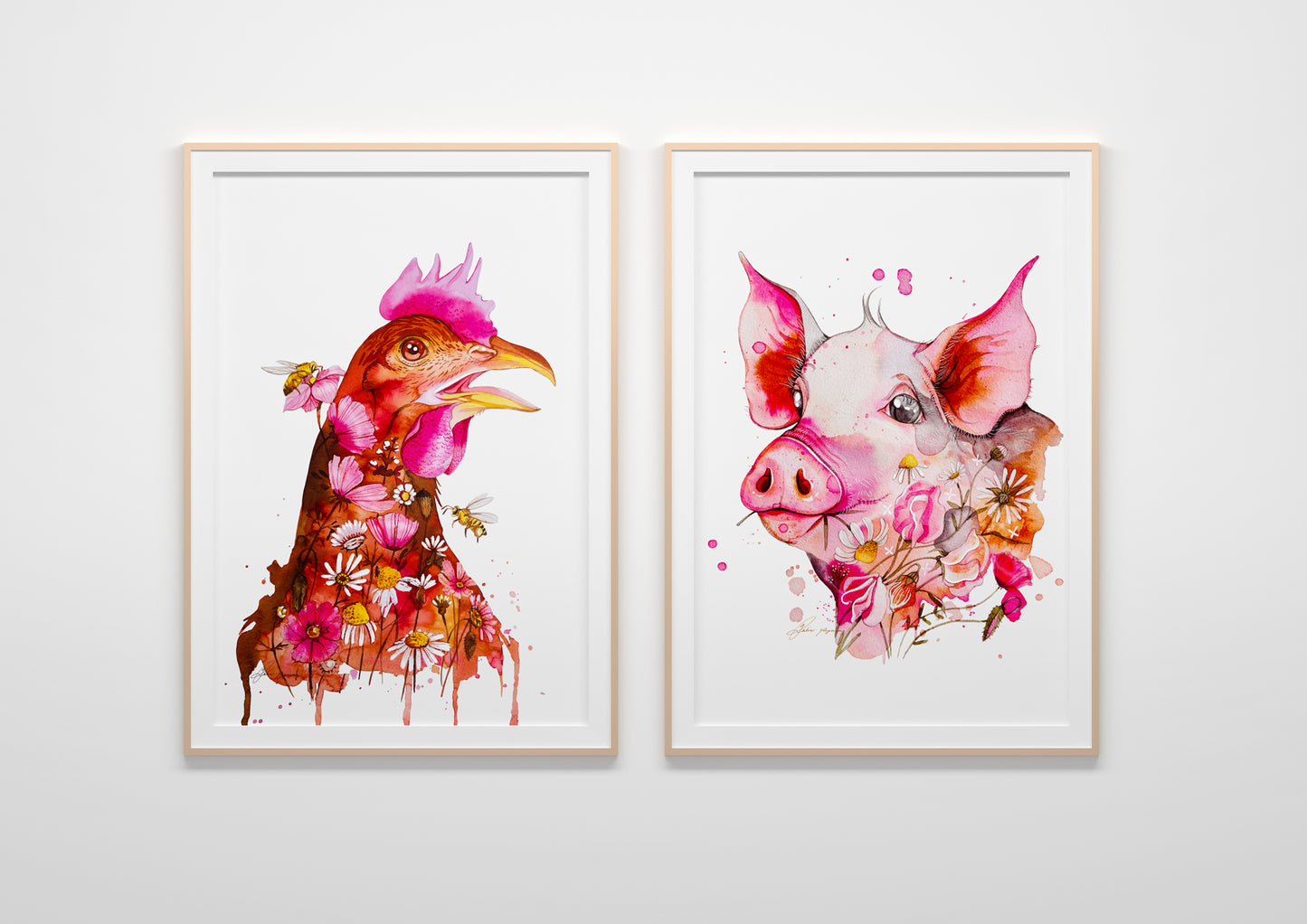 Farm Animal watercolour prints