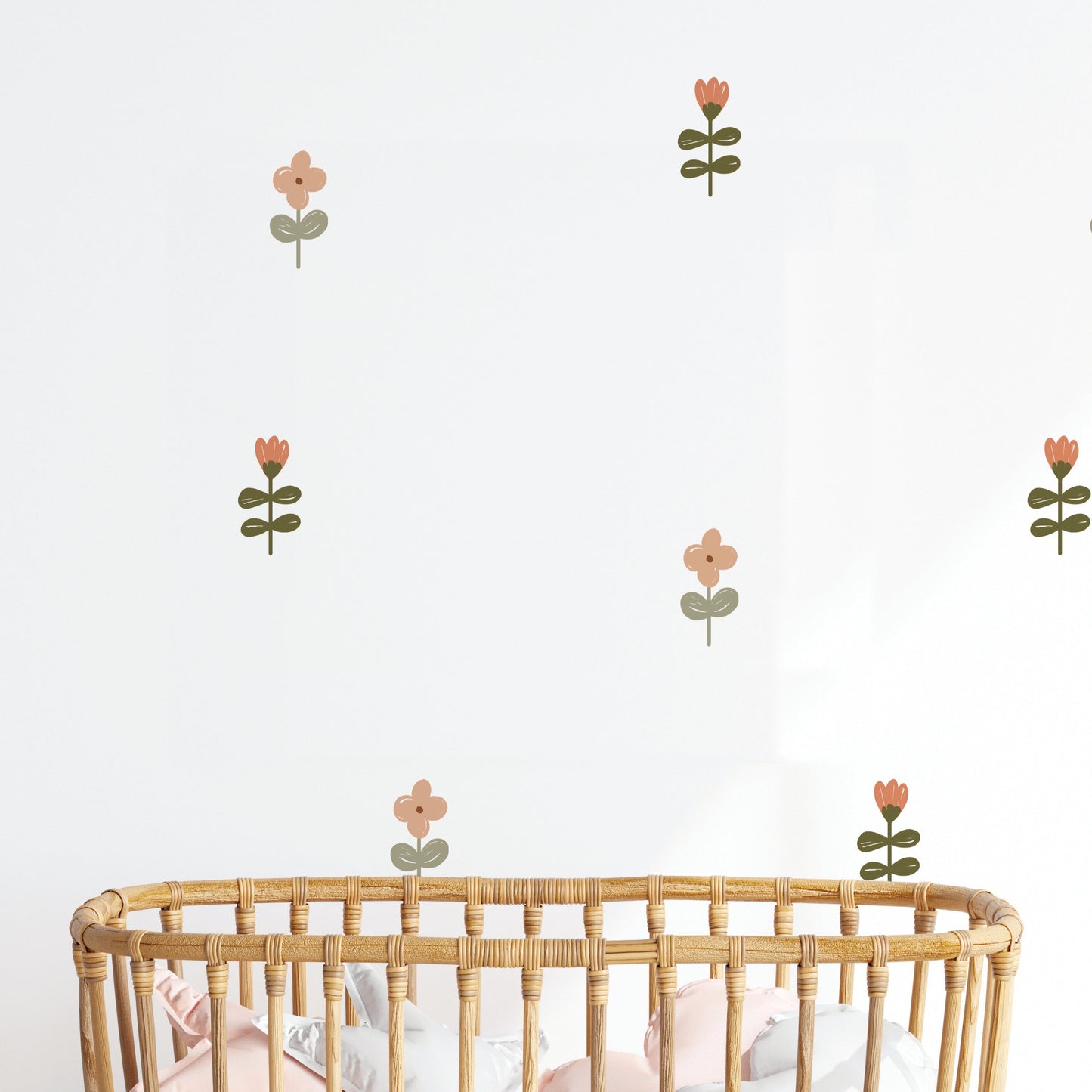 Flowers fabric removable and reusable wall decal