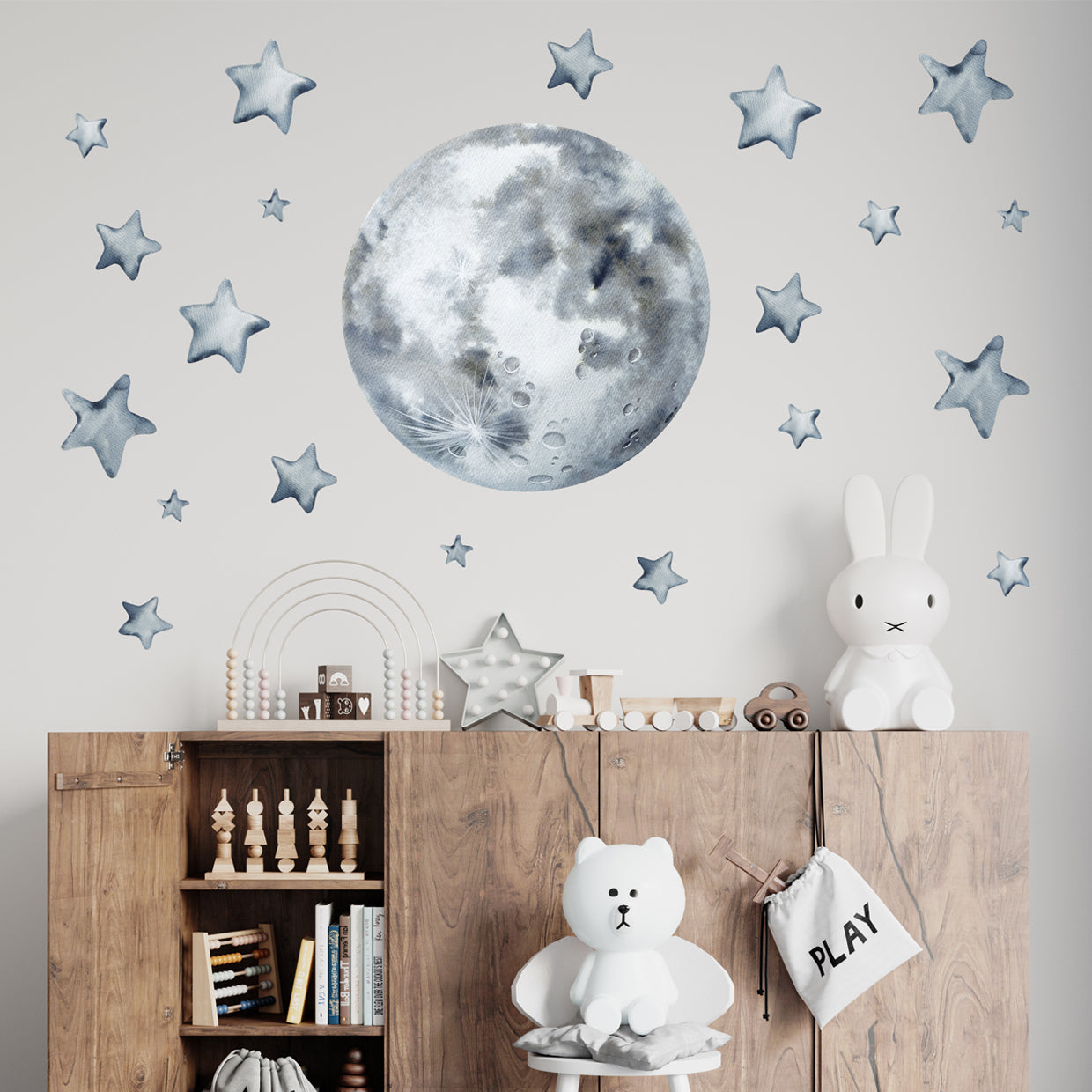 Moon & stars fabric wall decals