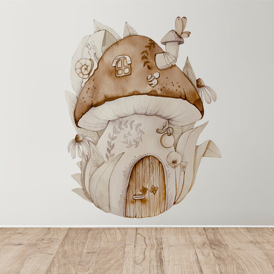 Mushroom fairy house fabric wall decal