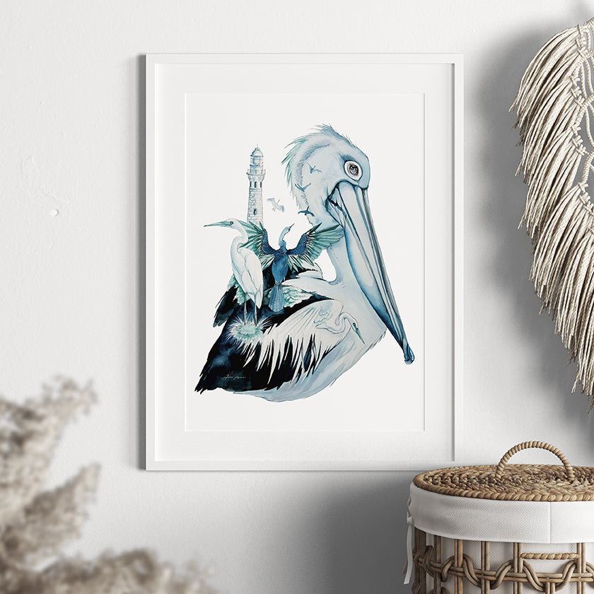 Colli the pelican watercolour limited edition prints