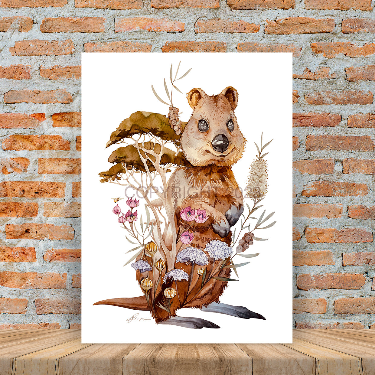 Rottnest quokka watercolour print