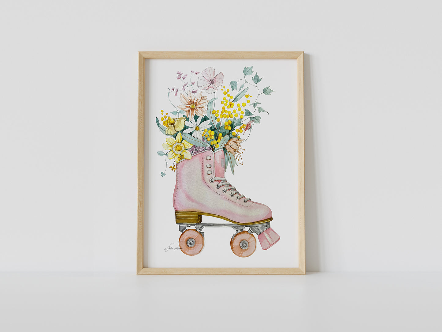 Vintage roller skate watercolour print