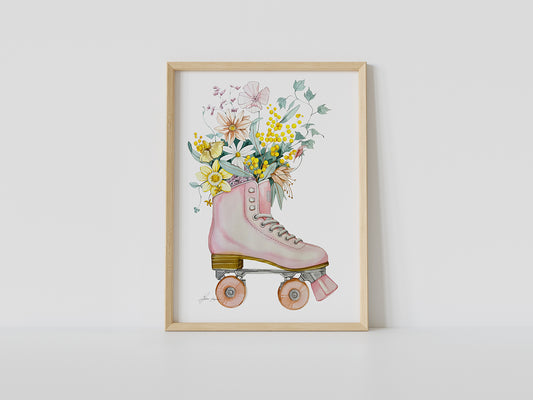 Vintage roller skate watercolour print