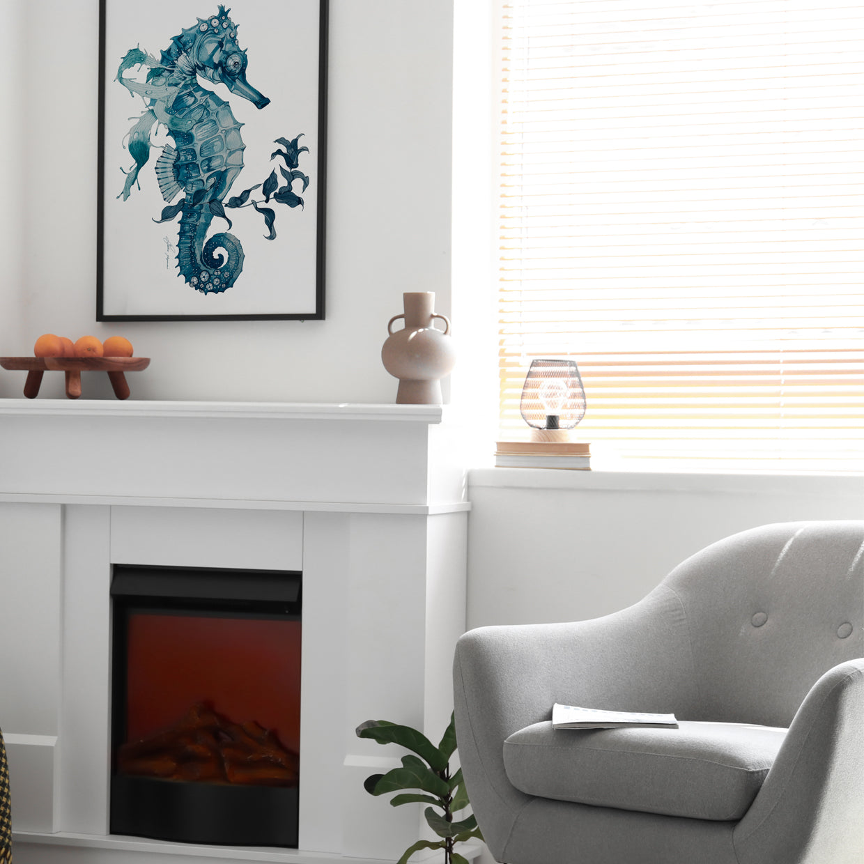 Seahorse watercolour illustration print