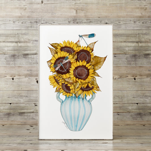 A sea of golden blooms watercolour print
