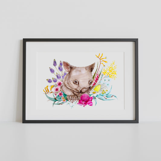 Spring wombat watercolour prints