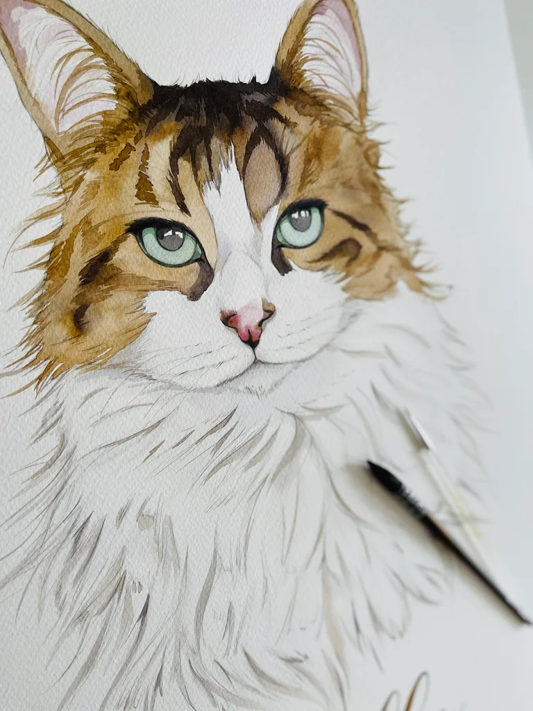 Pet portrait watercolour commission