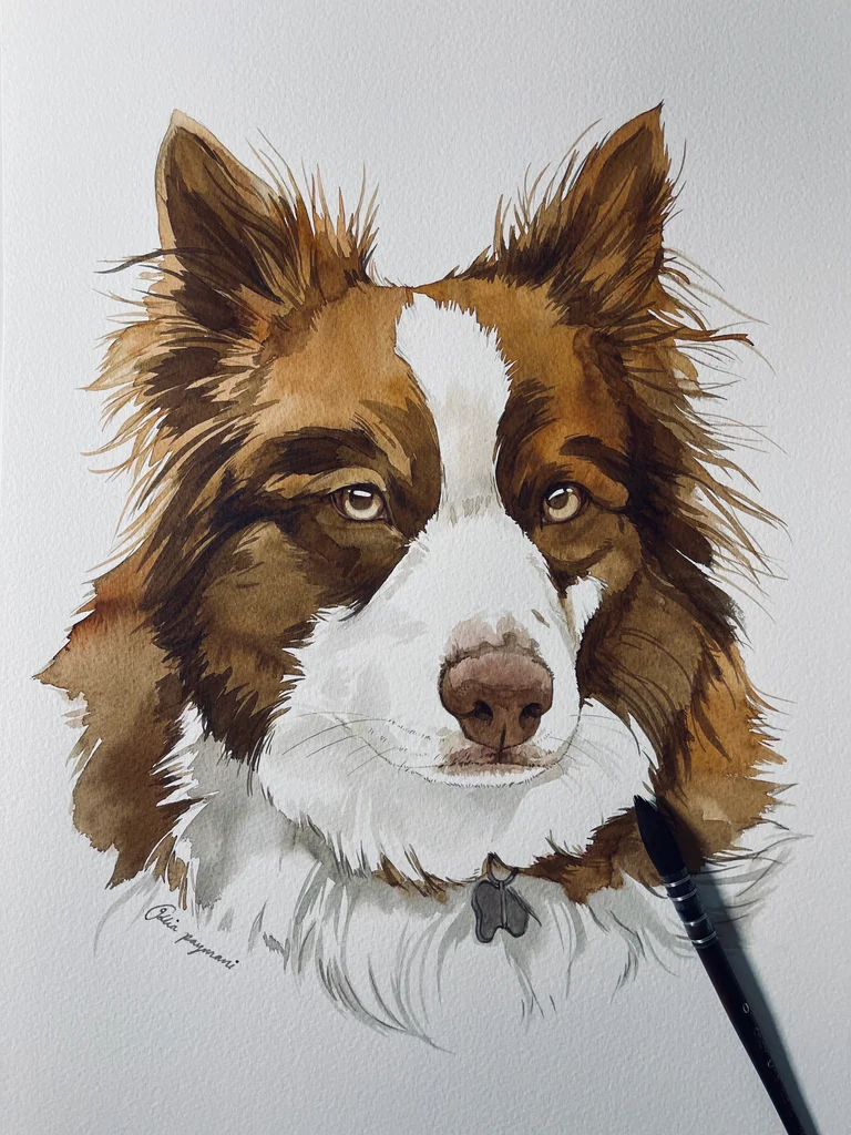 Pet portrait watercolour commission