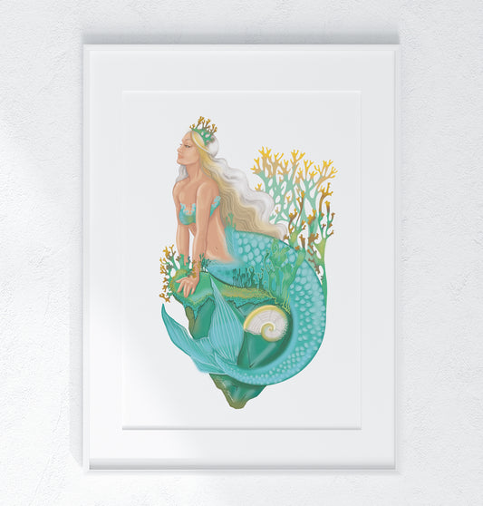 Mermaid on the rock print
